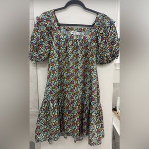 Olivia James Floral Puff Sleeve dress with tie belt